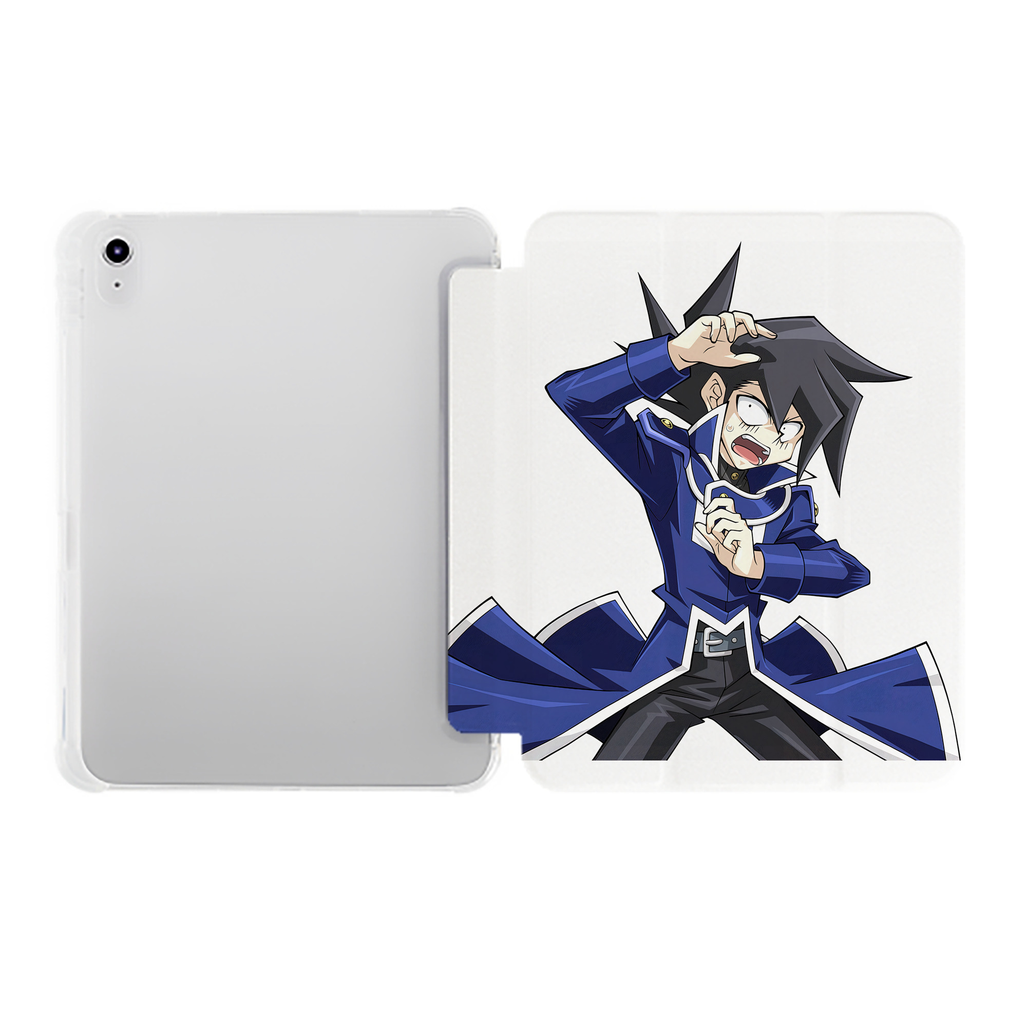 （画像用） 遊☆戯☆王 Yu-Gi-Oh! IPad ケース ペン収納付き 三つ折りスタンド PUレザー×シリコン 対応機種9.5/10.5/10.9インチ